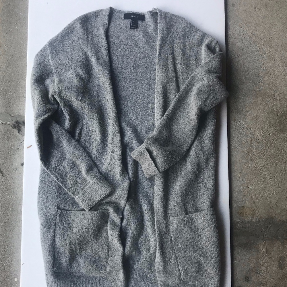 Slouchy Open Long Gray Cardigan